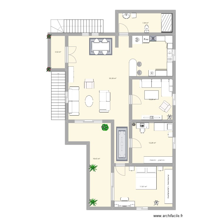 bek sof. Plan de 7 pièces et 126 m2