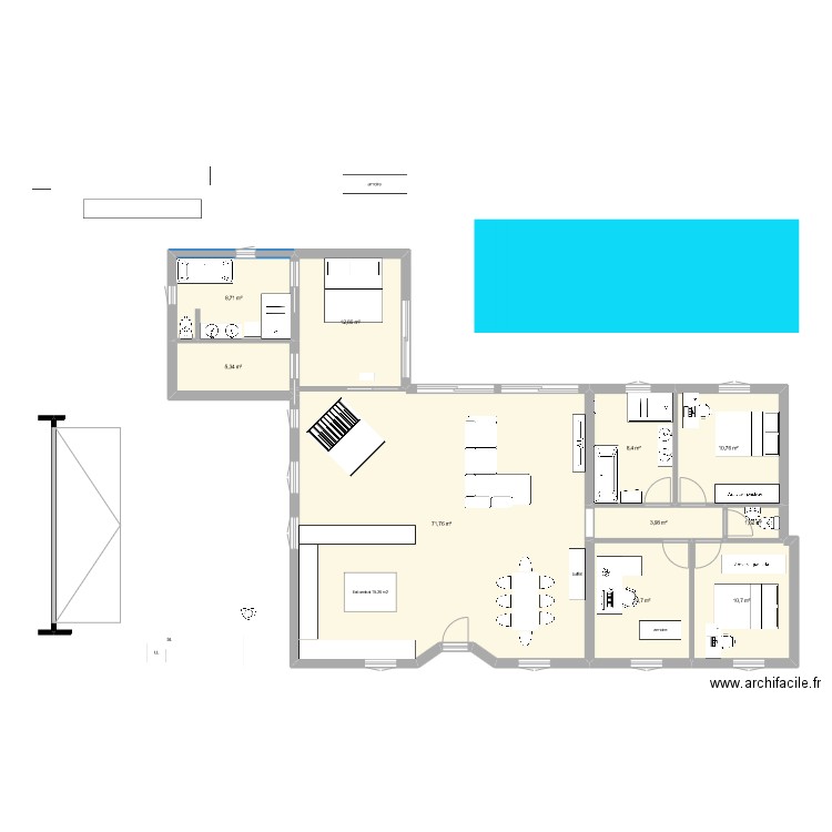 new maison. Plan de 10 pièces et 145 m2