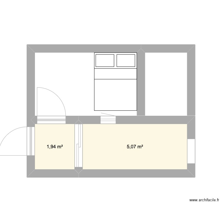 exterieur Fangouze. Plan de 2 pièces et 7 m2