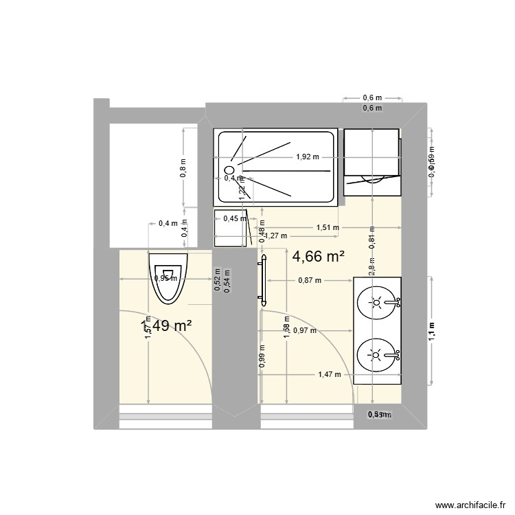SDB & WC ST PRIEST. Plan de 0 pièce et 0 m2 SDB & WC ST PRIEST. Plan de 0 pièce et 0 m2
