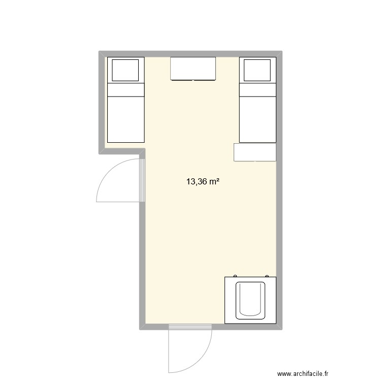 chambre enfants noune. Plan de 1 pièce et 13 m2