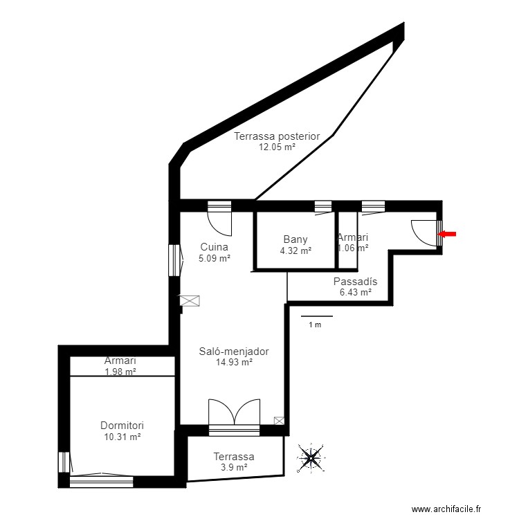 ed. hort de canillo escala a 1 3 canillo. Plan de 9 pièces et 60 m2