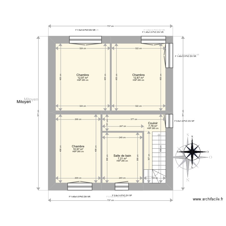 Cite de Riviere. Plan de 10 pièces et 147 m2