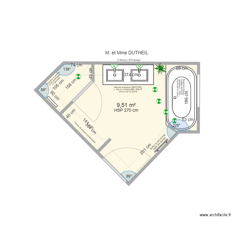 DUTHEIL. Plan de 1 pièce et 10 m2