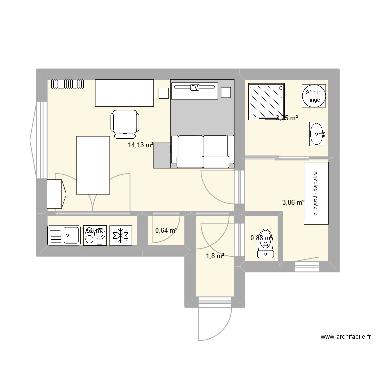 JhN. Plan de 7 pièces et 27 m2