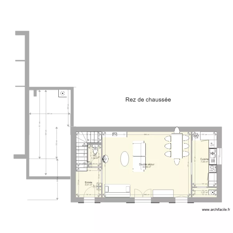 extension R plus 1 b escalier invers&eacute;. Plan de 