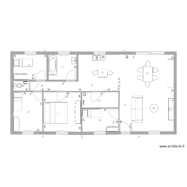 3MaisonHollidays. Plan de 8 pièces et 83 m2