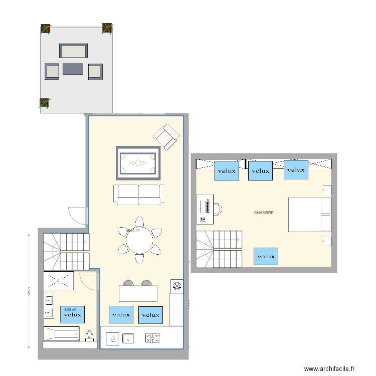 DEFACQ ETAGE 3. Plan de 3 pièces et 89 m2