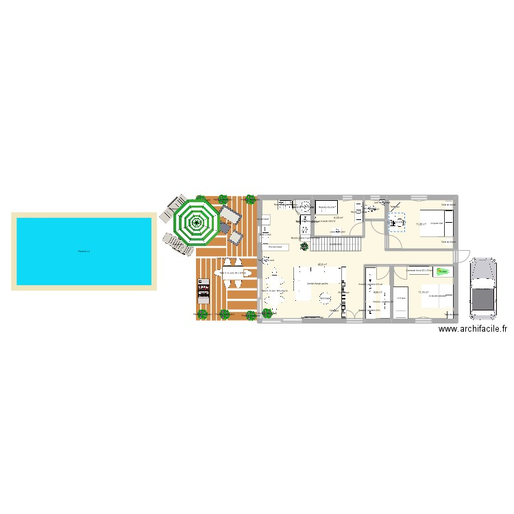 essai 1. Plan de 6 pièces et 77 m2