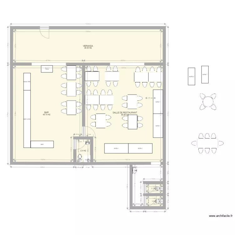 CAFE DU COMMERCE IMPLANT BUFFET. Plan de CAFE DU COMMERCE IMPLANT BUFFET. Plan de