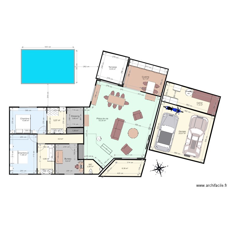 Plan JPM CAV3. Plan de 16 pièces et 176 m2