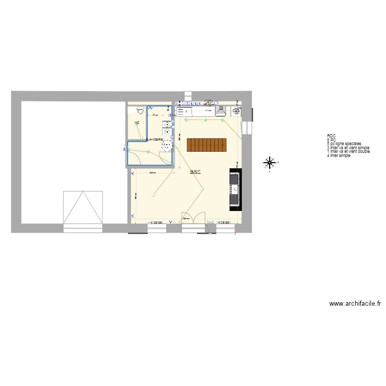 plan douilloux RDC Ok ELEC. Plan de 13 pièces et 180 m2