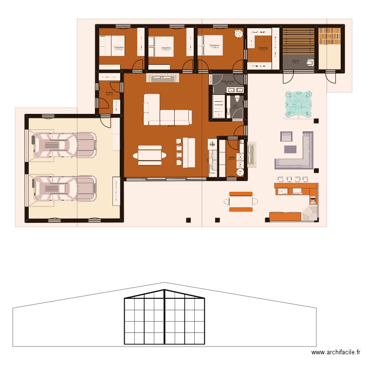 Chalet 2.1.3. Plan de 13 pièces et 181 m2