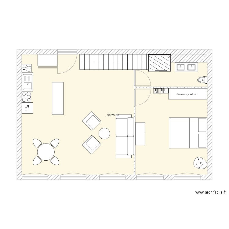 NEUVILLE 1 RDC Plan dessiné par MANU69000