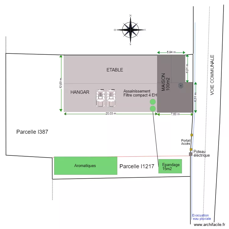 plan masse PC evran vue maison. Plan de 