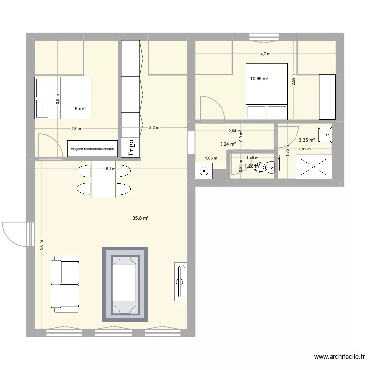 DONIS. Plan de 12  et 69 m²