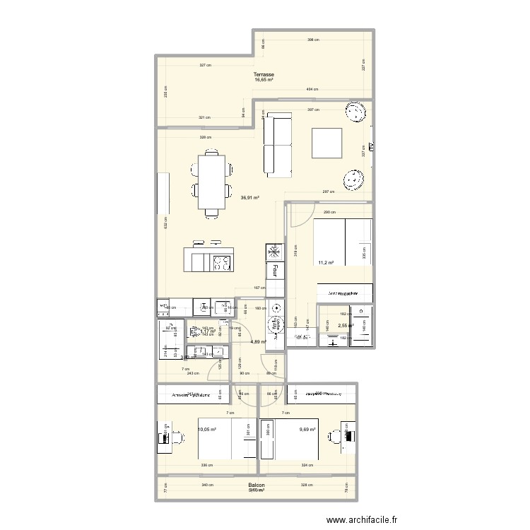 Pornichet T4 V1. Plan de 10 pièces et 102 m2