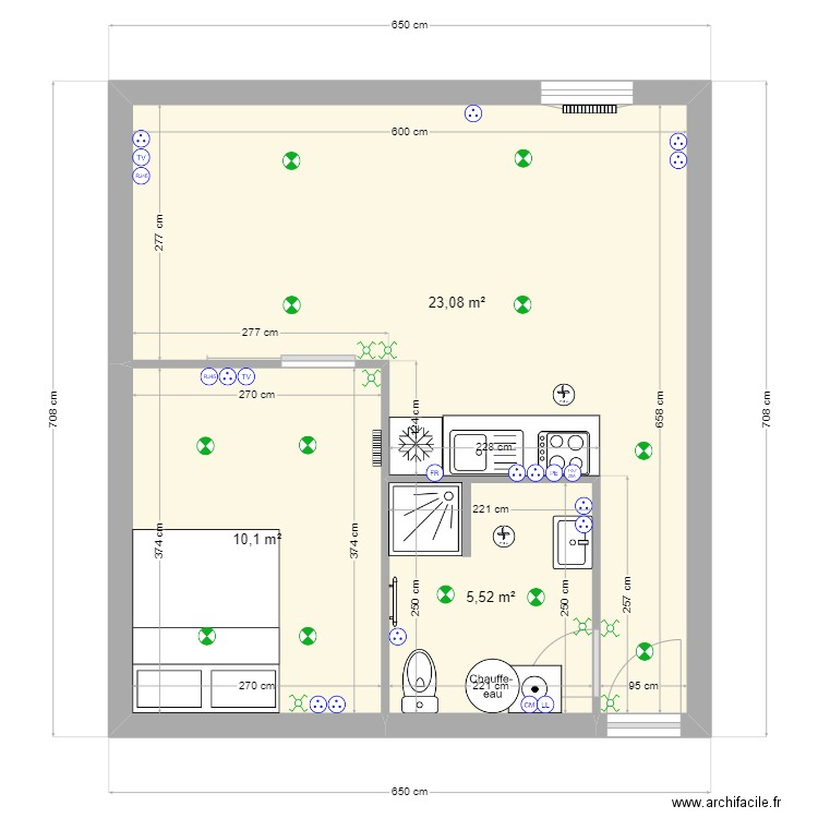 t2 deuxieme etage gauche tourves2.0. Plan de 3 pièces et 39 m2