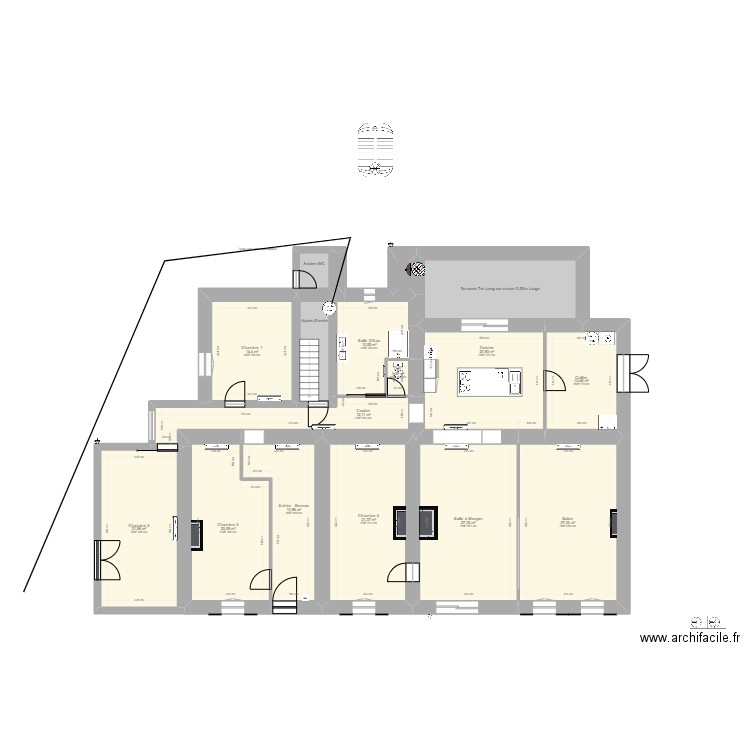 La Mauvinière Sandrine Artisans. Plan de 17 pièces et 227 m2