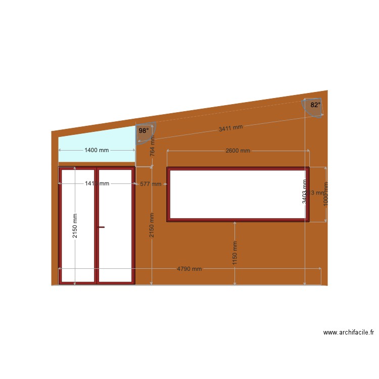 Façade silence midi. Plan de 0 pièce et 0 m2