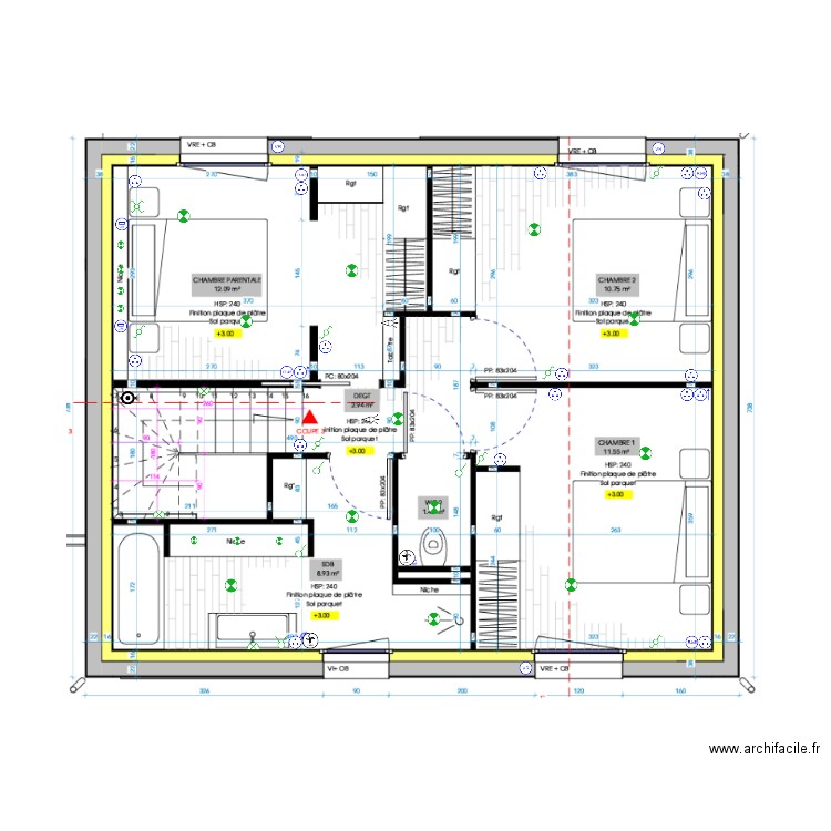 PLAN ELECTRIQUE ETAGE MELANIE. Plan de 0 pièce et 0 m2