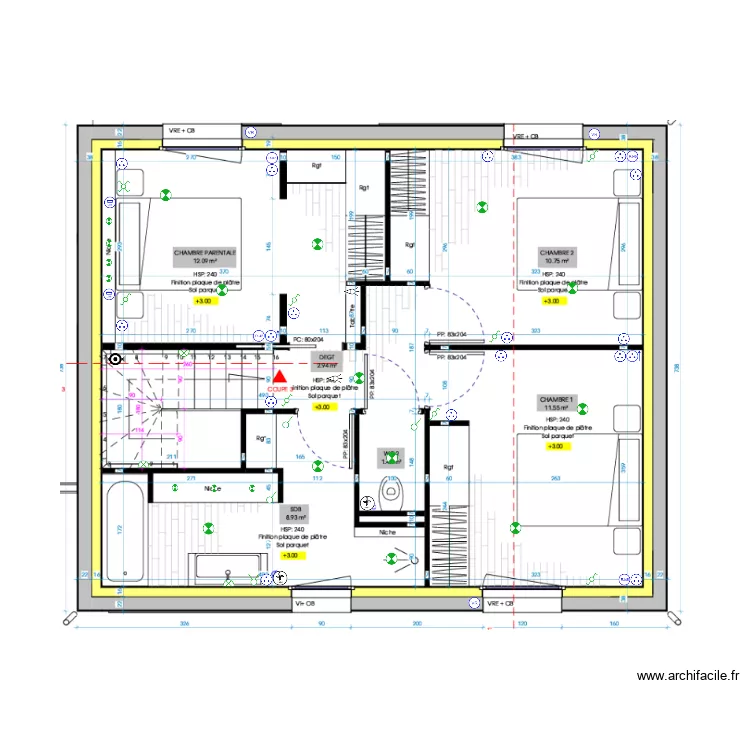 PLAN ELECTRIQUE ETAGE MELANIE. Plan de 