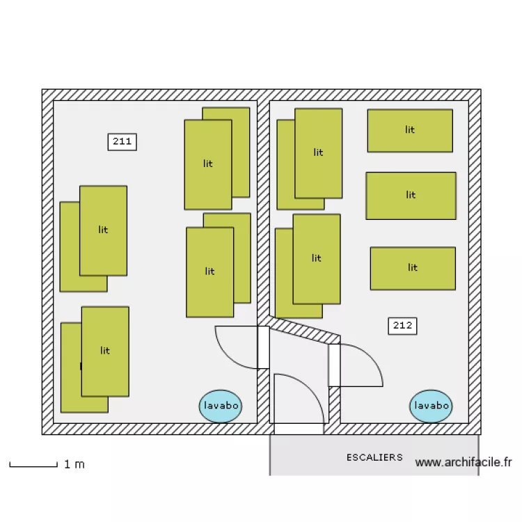 Dortoir 1ere etage. Plan de 