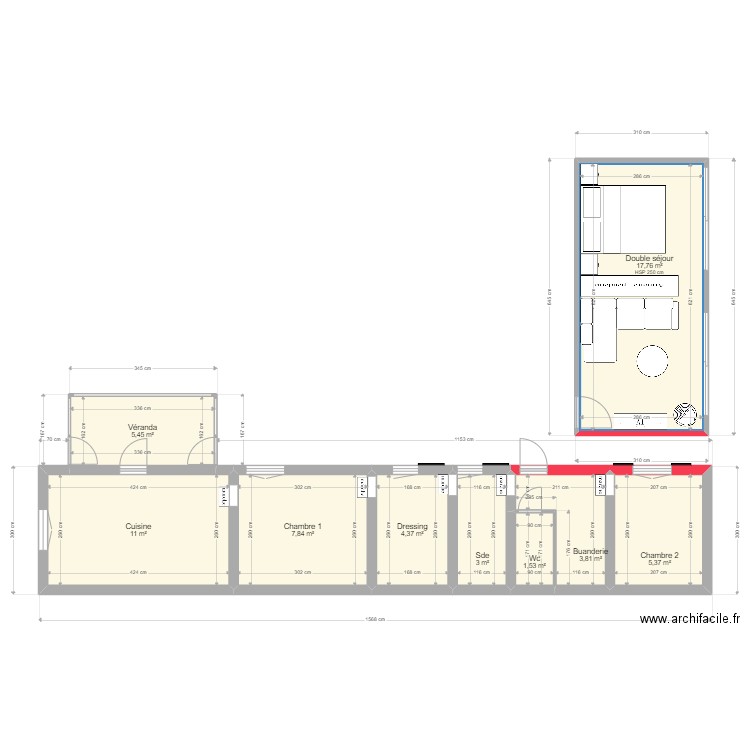 greenKub extension en i. Plan de 9 pièces et 60 m2
