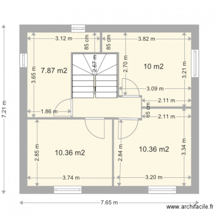 plan maison etage 45 m2