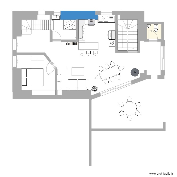 grange. Plan de 1 pièce et 2 m2