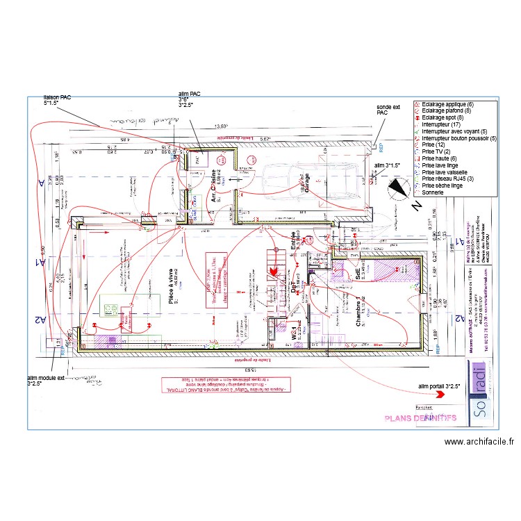 plan elec RDC DERIGON. Plan de 0 pièce et 0 m2
