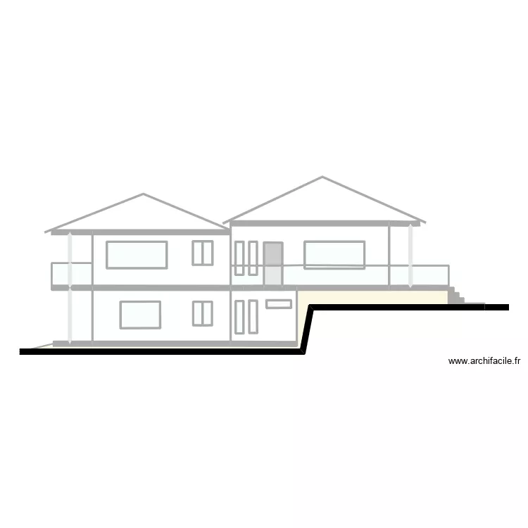 c&ocirc;t&eacute; droit. Plan de 