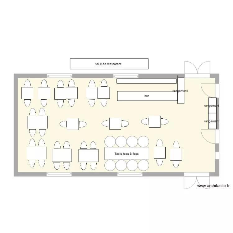 salle de restaurant. Plan de 