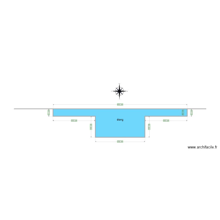 plan en coupe étang largeur. Plan de 1 pièce et 10 m2