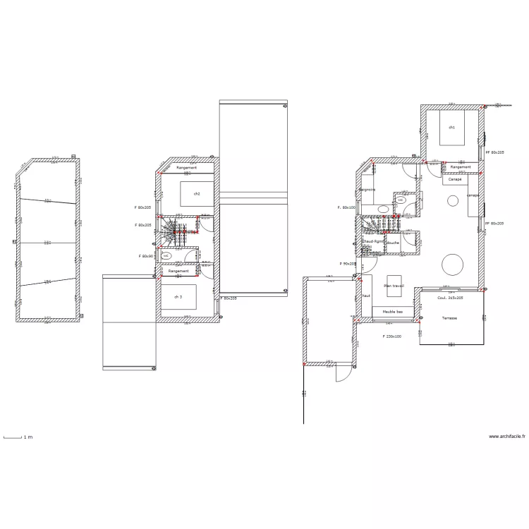 Plan 80m2 wc separe. Plan de Plan 80m2 wc separe. Plan de