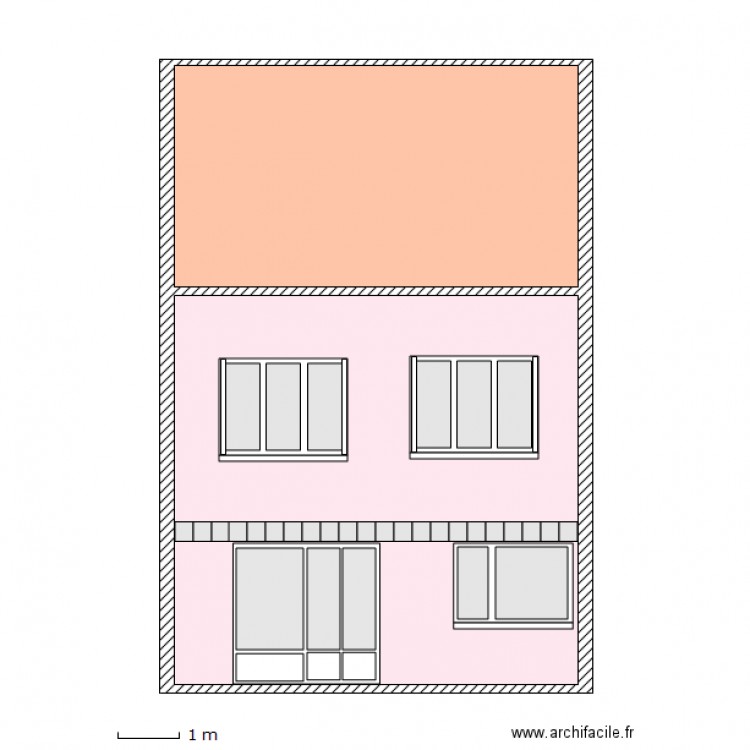 Facade arriere projet fenetre 2V inegaux. Plan de 0 pièce et 0 m2