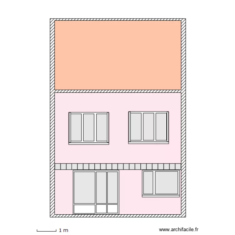 Facade arriere projet fenetre 2V inegaux. Plan de Facade arriere projet fenetre 2V inegaux. Plan de