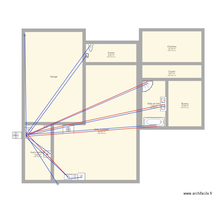 Plan reseau eau RDC. Plan de 0 pièce et 0 m2