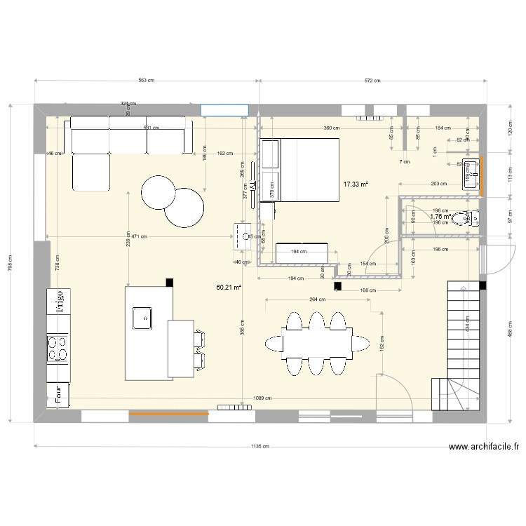 Plan maison Peguin 2. Plan de 3 pièces et 79 m2