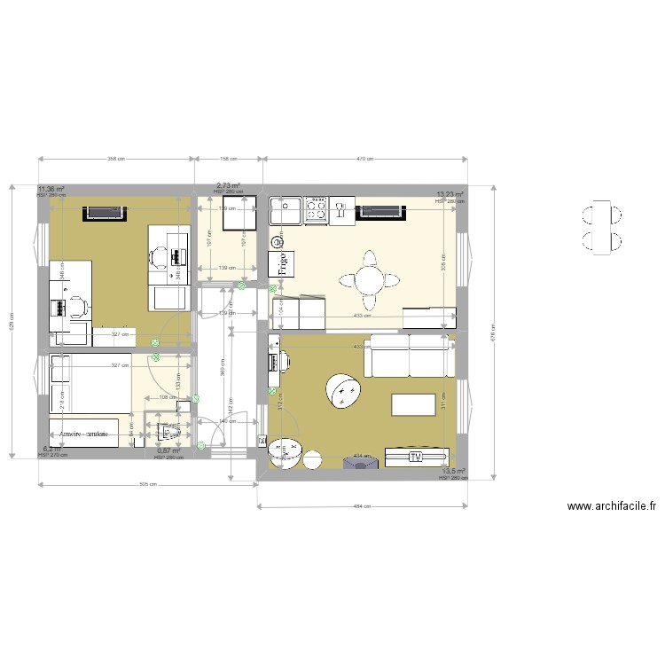 7 AS JUILLET . Plan de 6 pièces et 48 m2