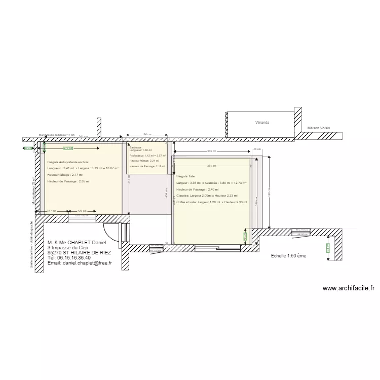 Plan pergolas et barbecue. Plan de 