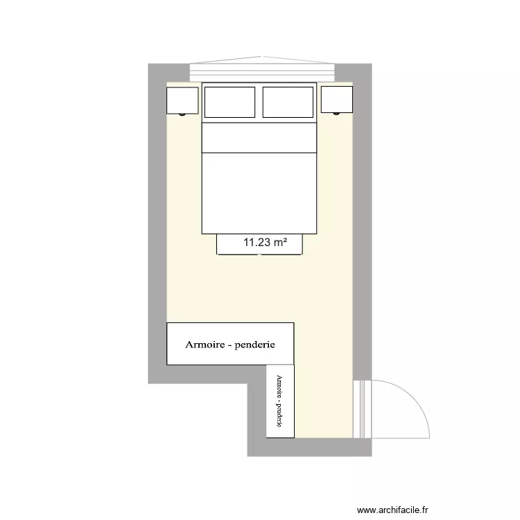 Chambre parent lit 160 x 200. Plan de 