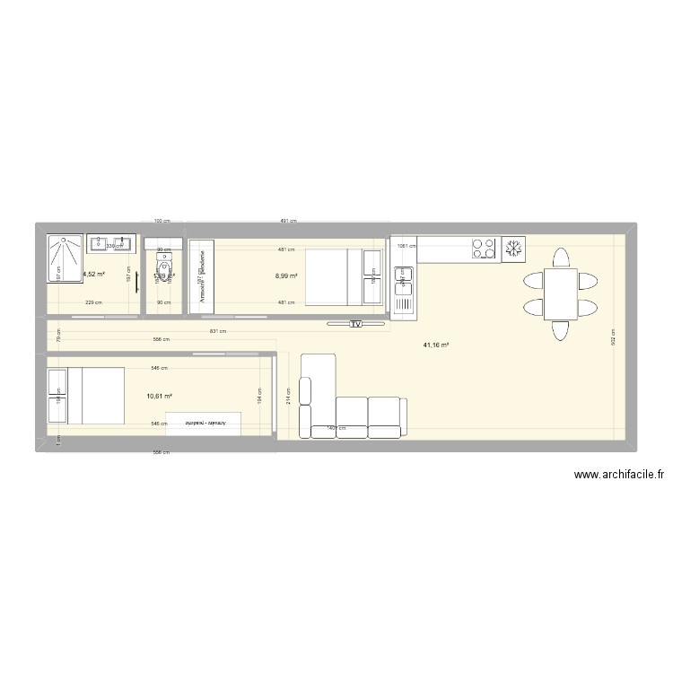 Garage 2. Plan de 5 pièces et 67 m2