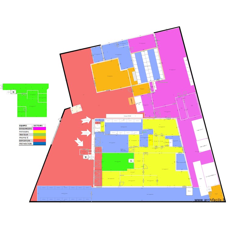 Laboratoire ODP 2022 Secteurs v3n4. Plan de 65 pièces et 3303 m2
