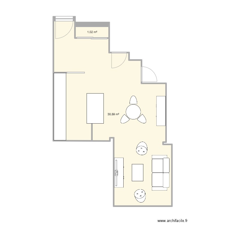 Appartement Annie 2. Plan de 2 pièces et 40 m2