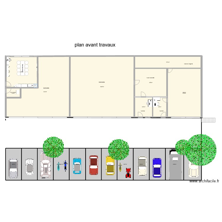 magasin bis. Plan de 21 pièces et 629 m2