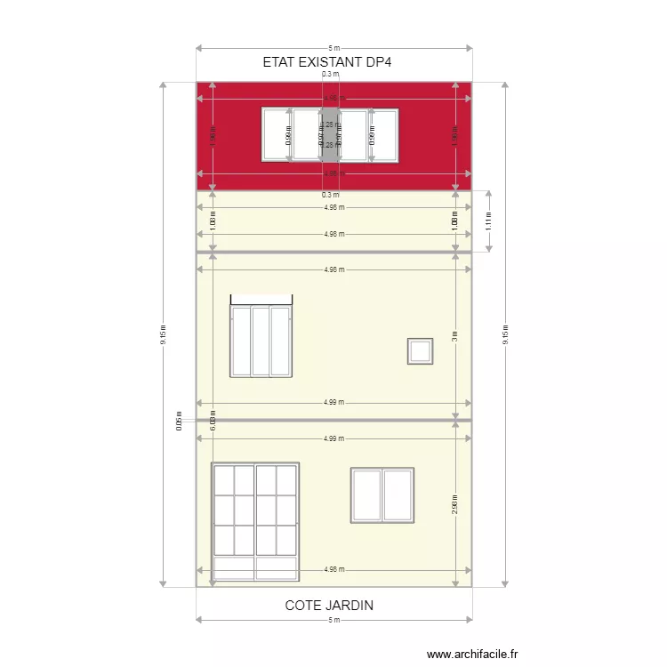 Plans facade Marquette AVANT. Plan de 