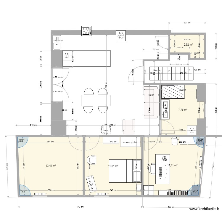 Location provisoire 5. Plan de 5 pièces et 48 m2