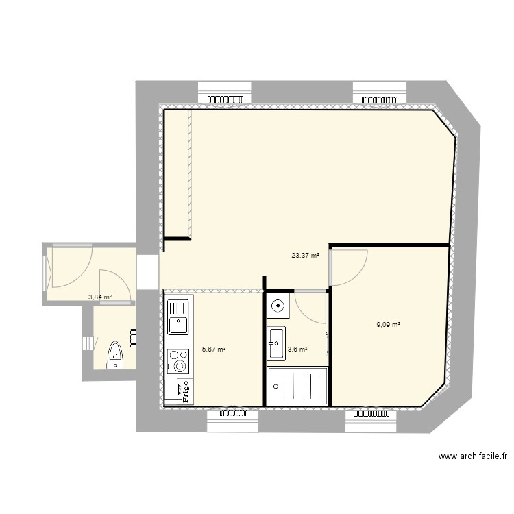 brizeux vierge. Plan de 5 pièces et 68 m2