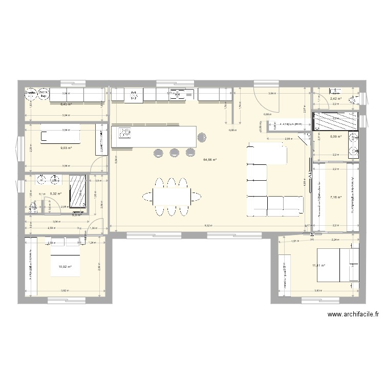 luigi nouveau avant agrandissement. Plan de 10 pièces et 128 m2